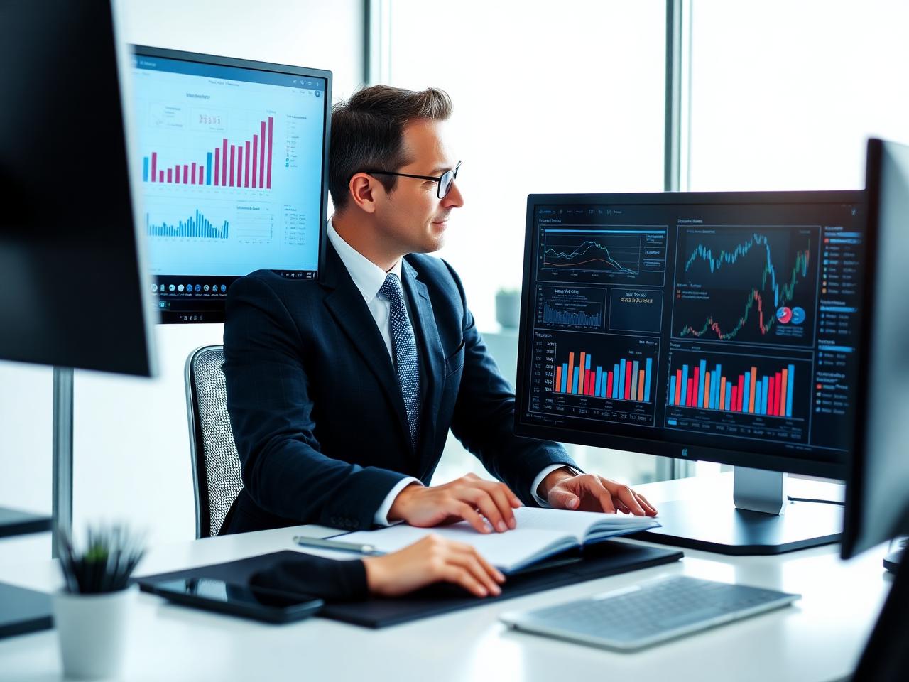Profissional analisando relatórios financeiros
